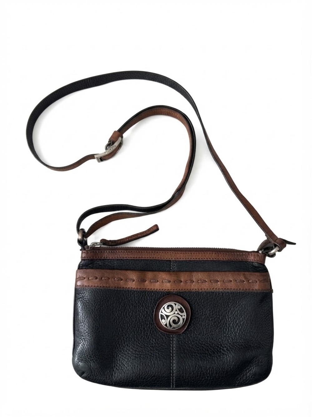 Brighton Black & Brown London Groove Selene Wallet Organizer Crossbody Purse